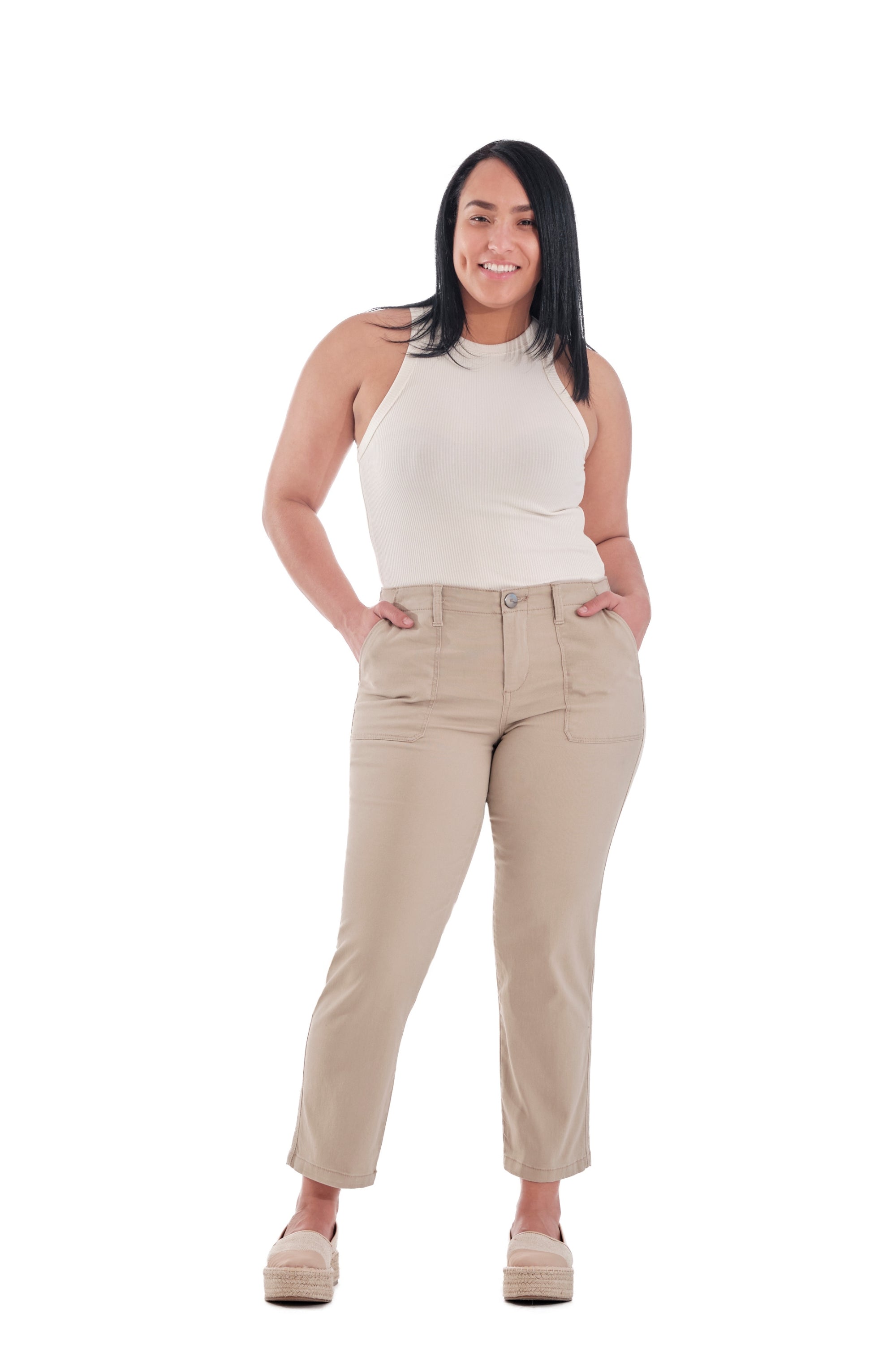 Curvy Twill Straight in Sand with porkchop pockets – 1822 Denim