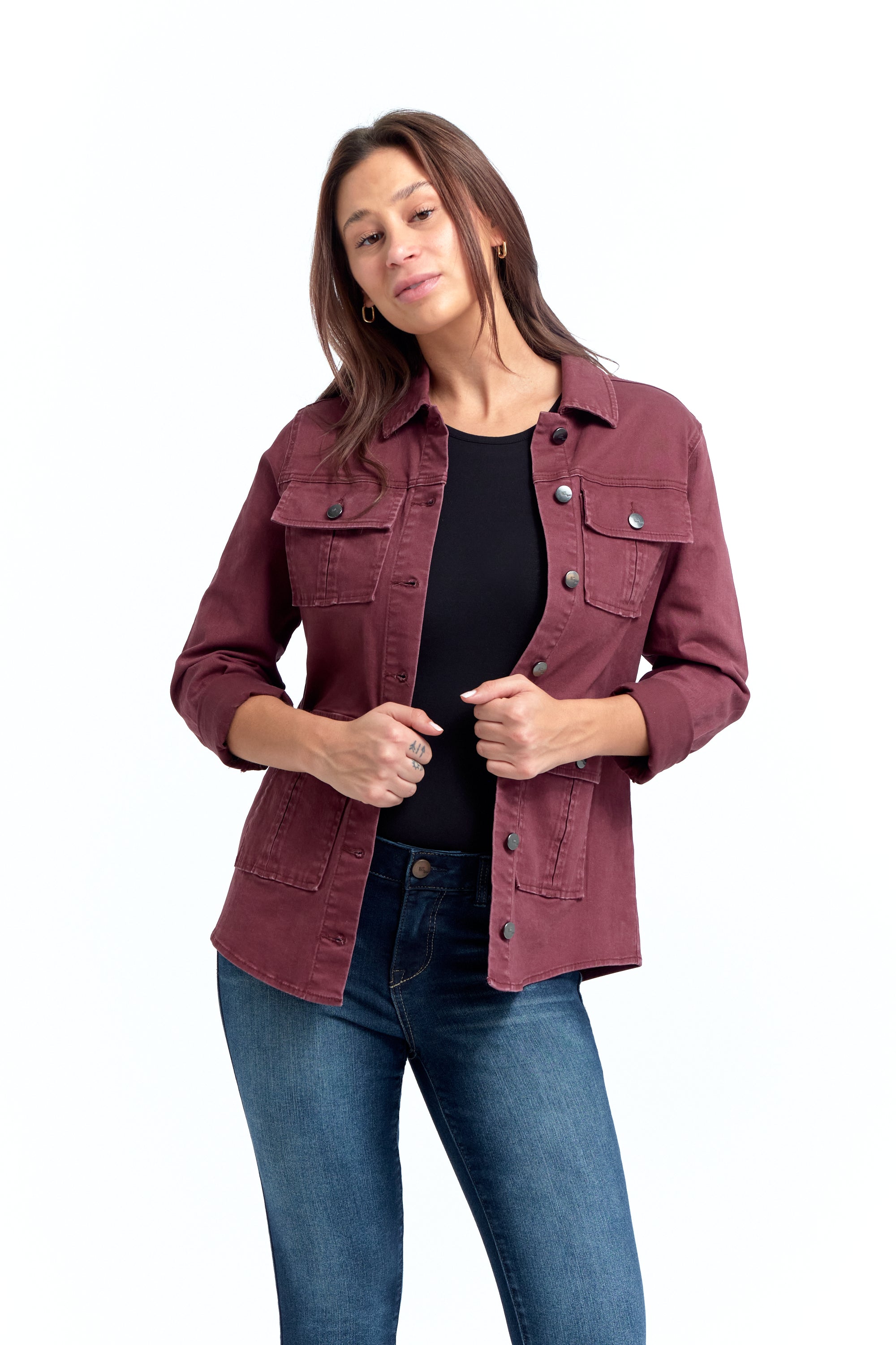 Classic Utility Jacket In Wine 1822 Denim Classic Utility Jacket In Wine 1822 Denim