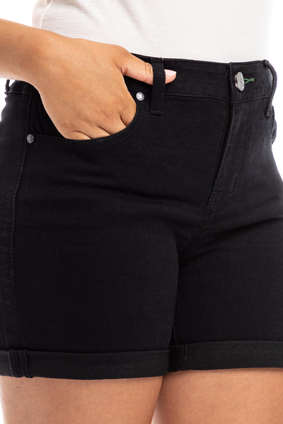 Re:Denim Rolled Shorts in Black