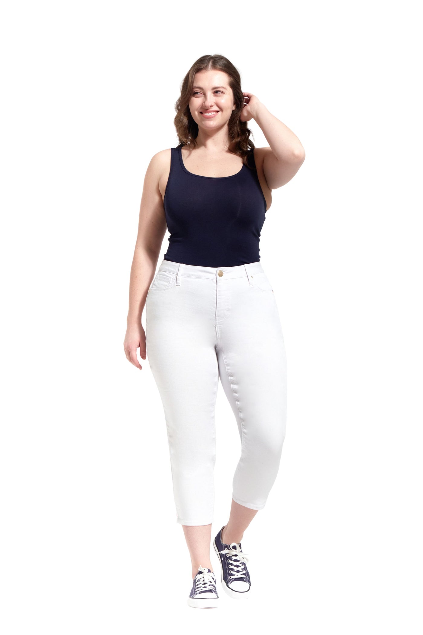 Plus Butter Crop Skinny with Side Slit in White