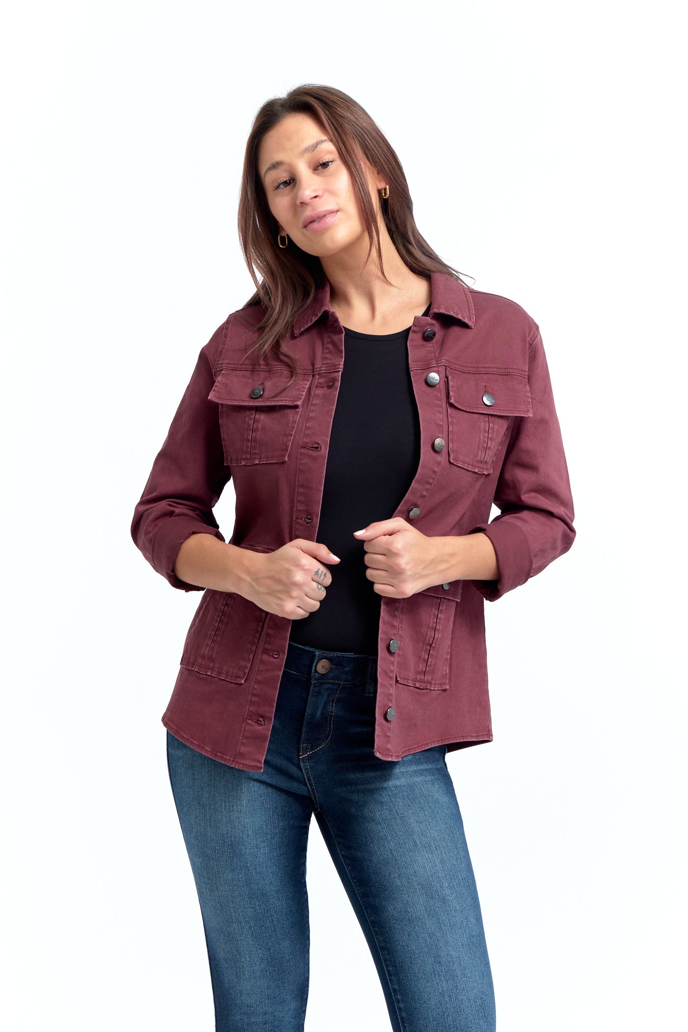 Classic Utility Jacket In Wine