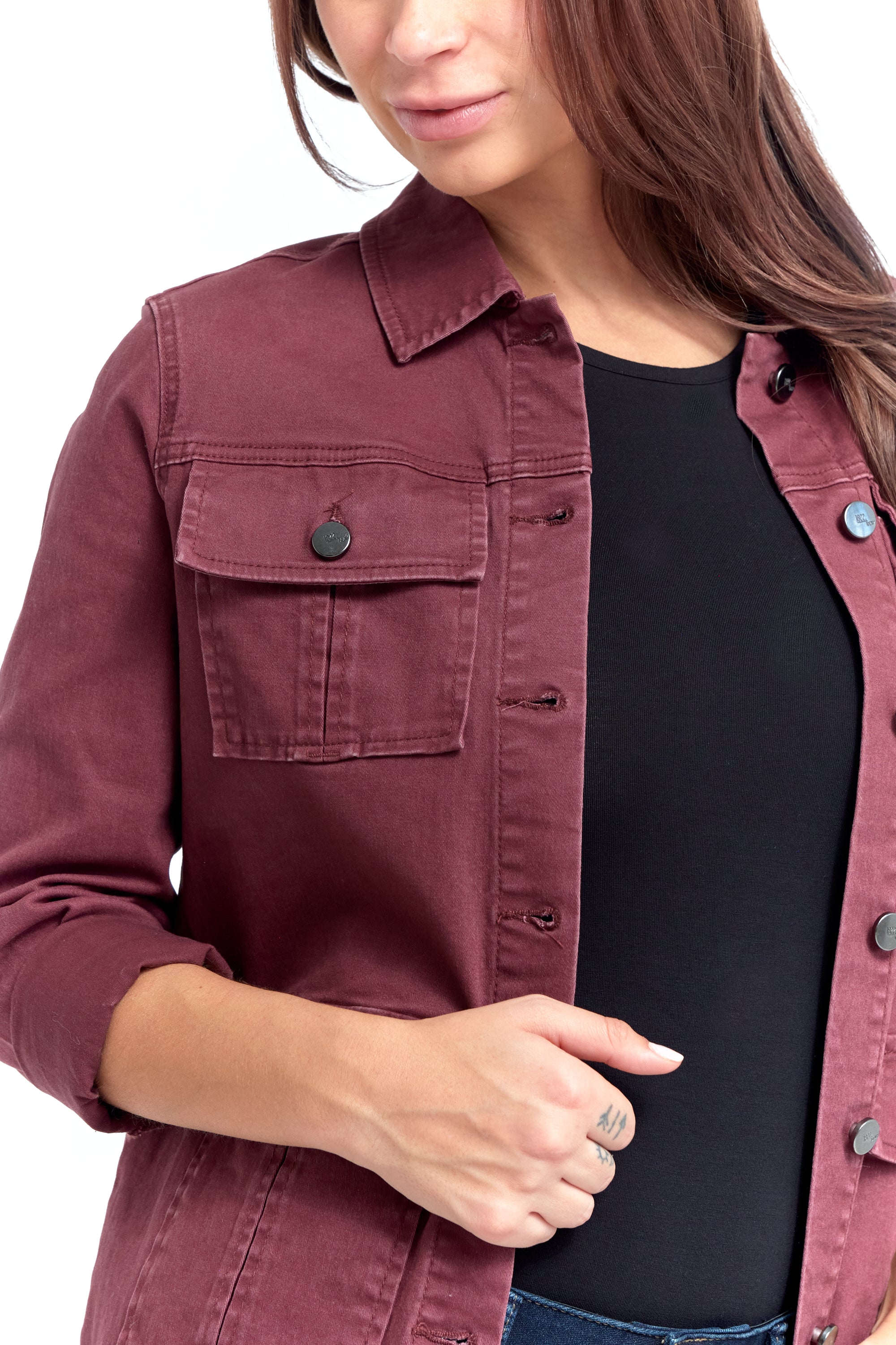 Classic Utility Jacket In Wine – 1822 Denim