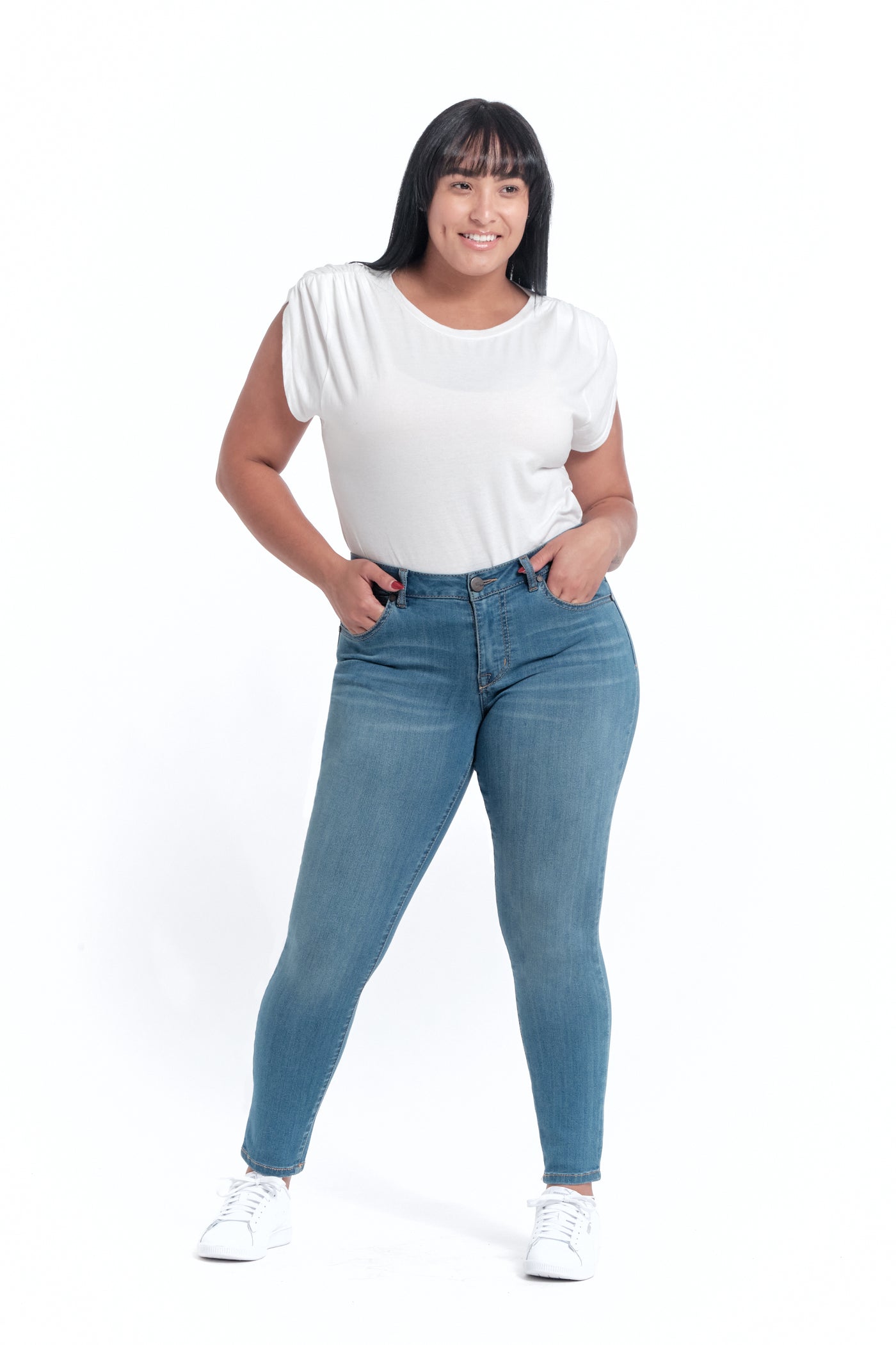 Curvy Silk Denim Skinny in Lola