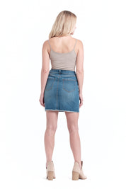 Re:Denim Fray Hem Destruction Skirt in Tanner