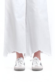 Eco Wide Leg with Release Hem in White