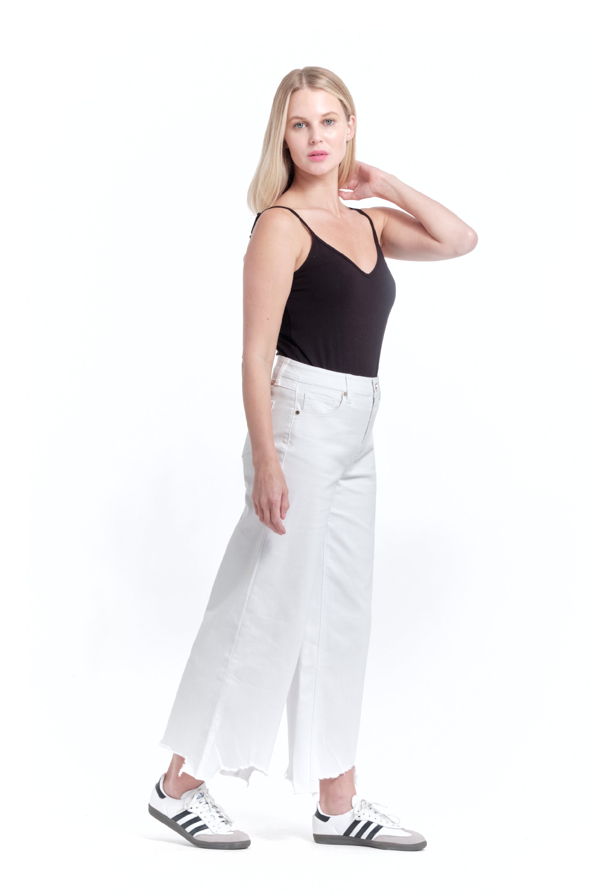 Eco Wide Leg with Release Hem in White