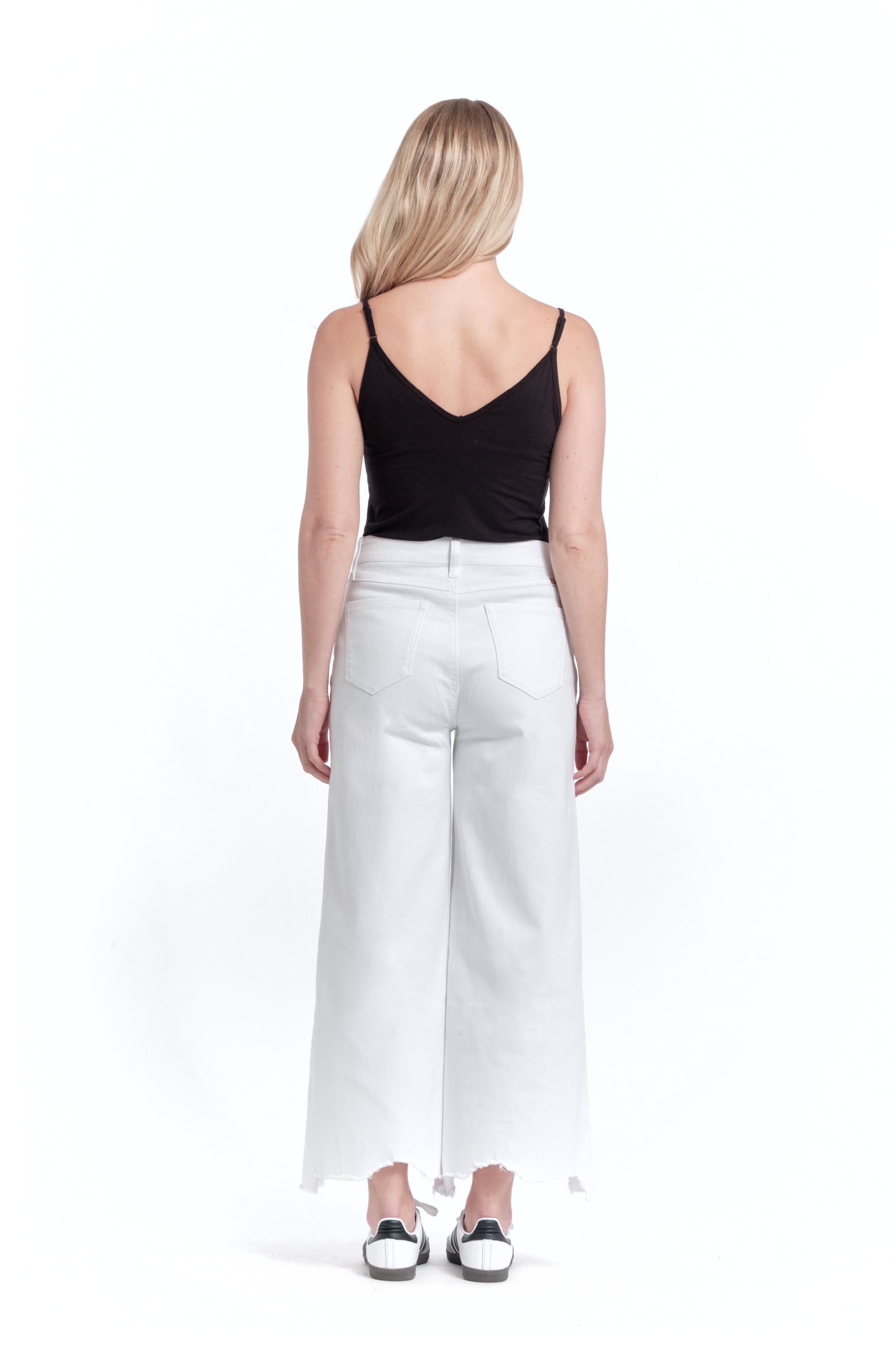 Eco Wide Leg with Release Hem in White