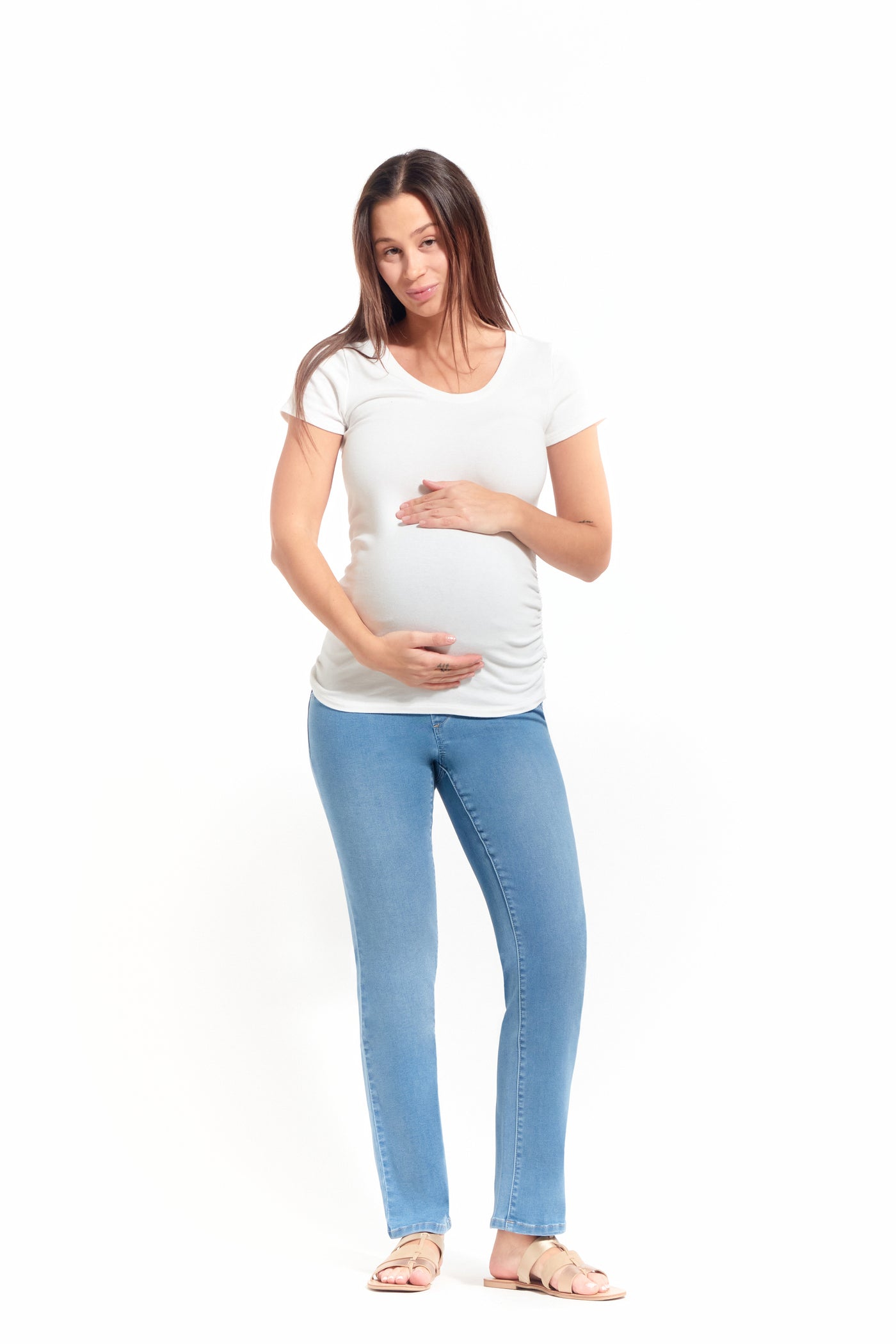 Maternity Better Butter Slim Straight with Bellyband in Royce