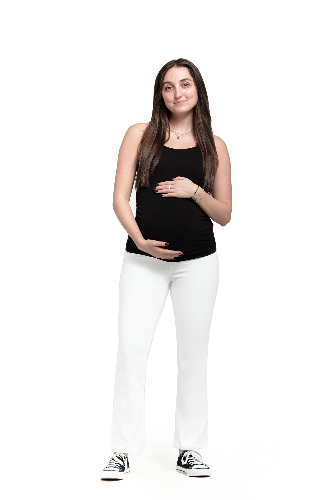 Maternity Straight with Bellyband in White