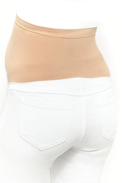 Maternity 28" Straight Leg Jean with Bellyband in White