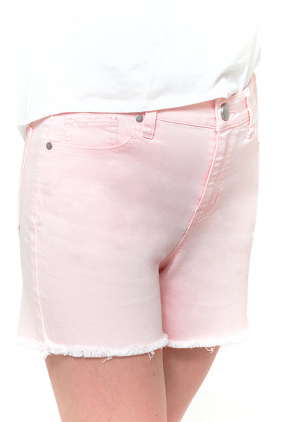 Classic Luxe Shorts with Fray Hem in Blush Fade