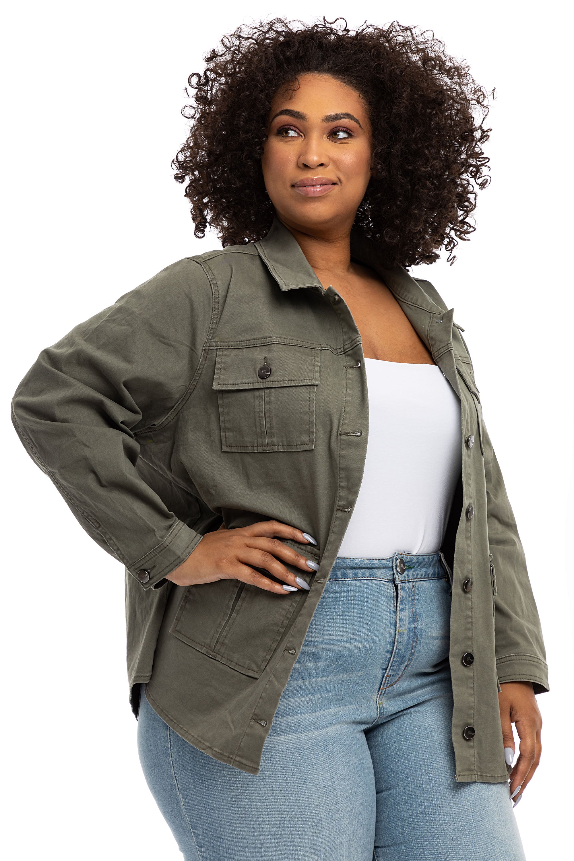 Plus Utility Jacket in Kasey – 1822 Denim - Main Image