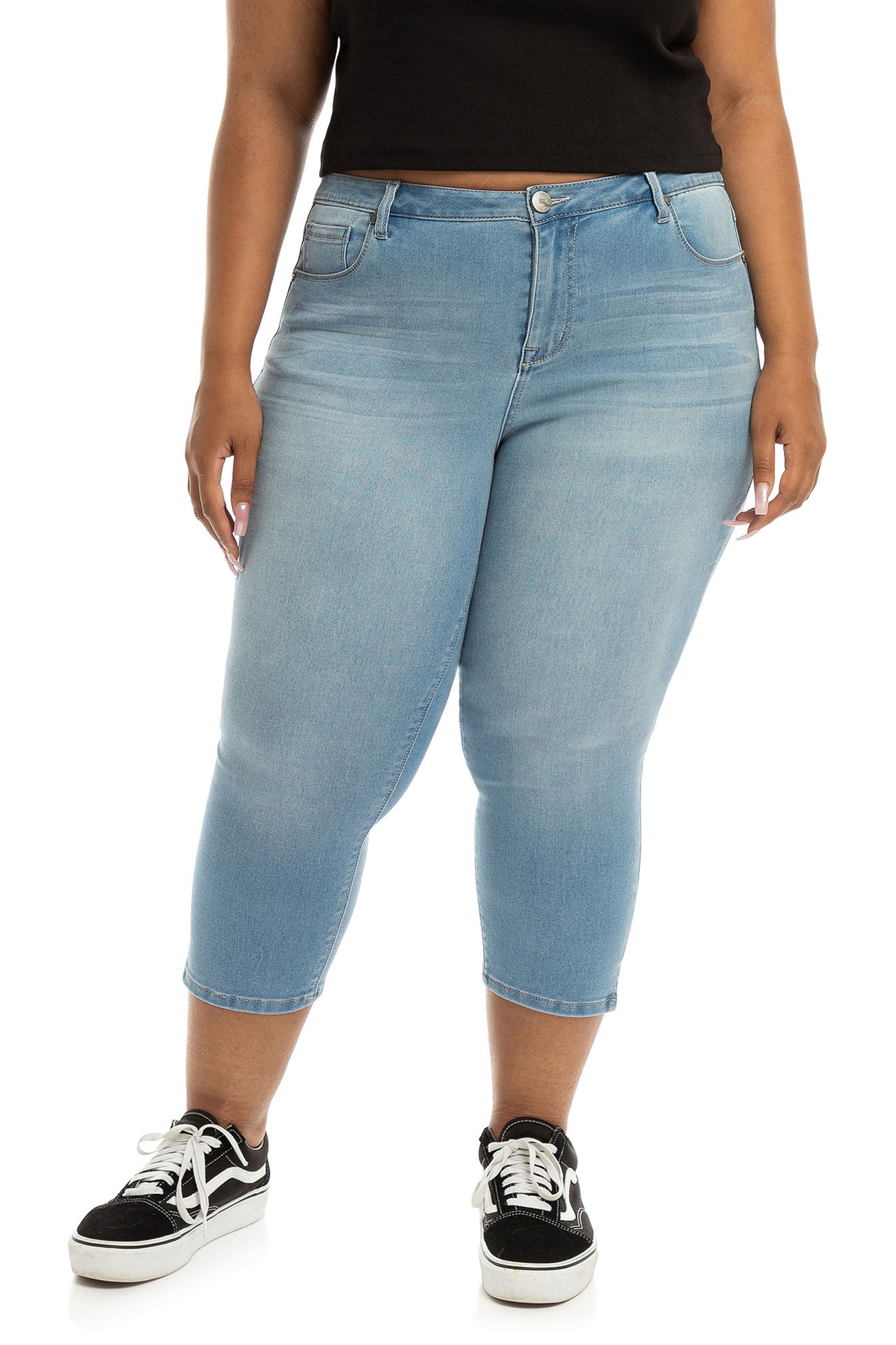 Paulo Due Womens Denim Slim Fit Capri Jeans High Waist 3/4 Length C