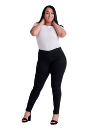 Curvy Silk Denim Pull-On Legging in Black