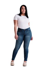 Curvy Silk Denim Ankle Skinny in Ziggy