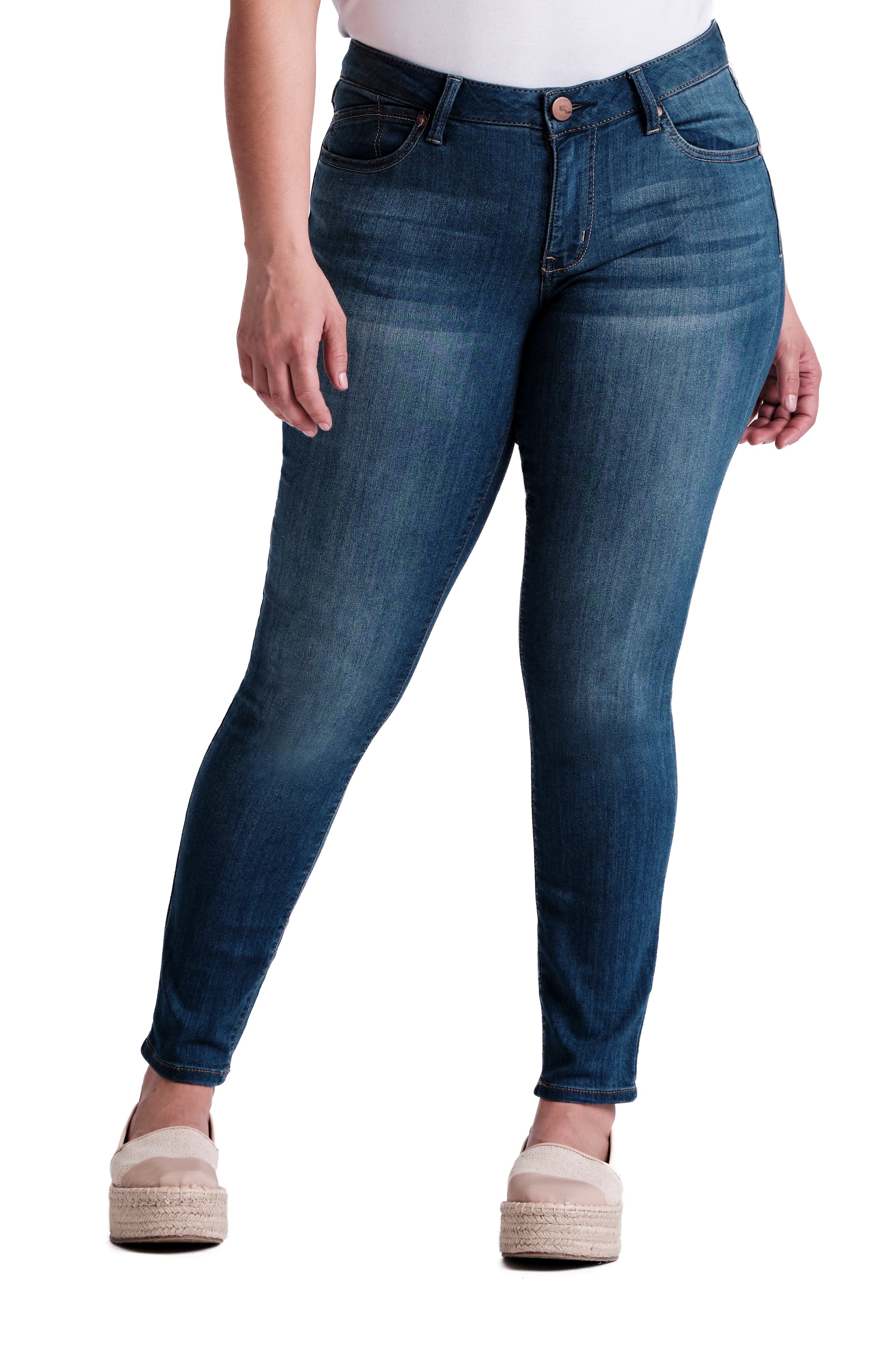 Curvy Silk Denim Ankle Skinny in Ziggy