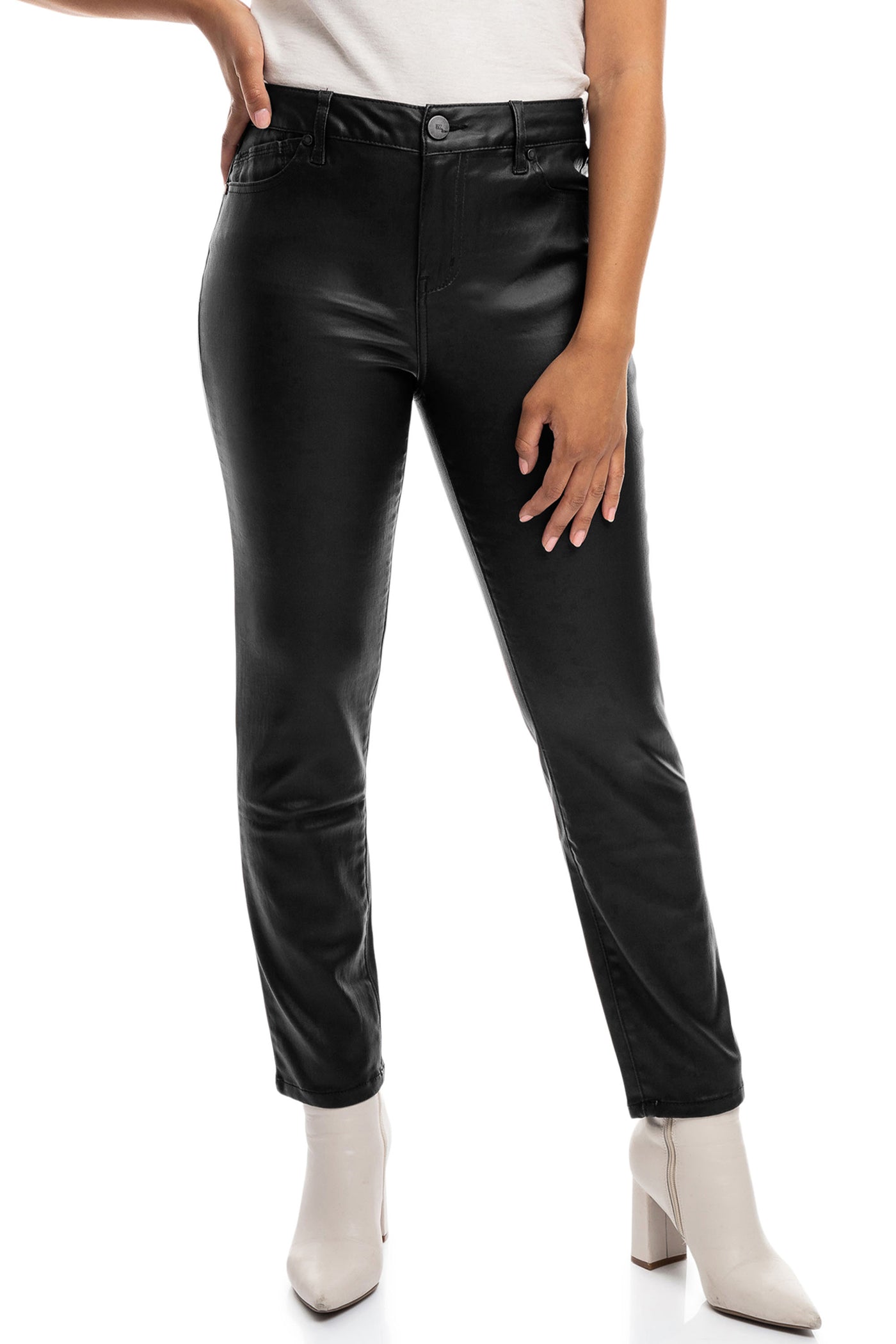 Classic 28" Mid-Rise Coated Ankle Skinny In Black