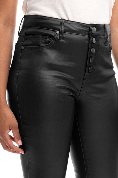 Classic 30" High-Rise Coated Skinny With Exposed Buttons In Black