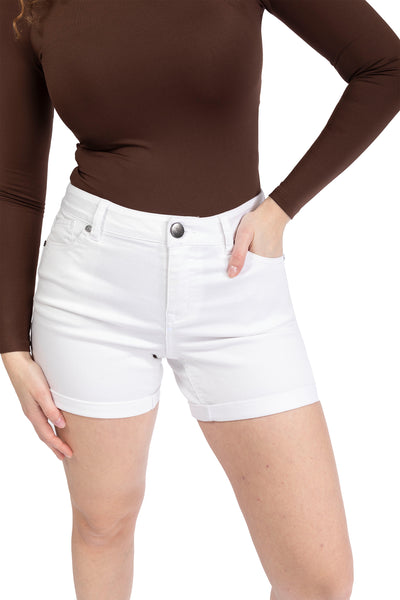 Butter Rolled Shorts in White