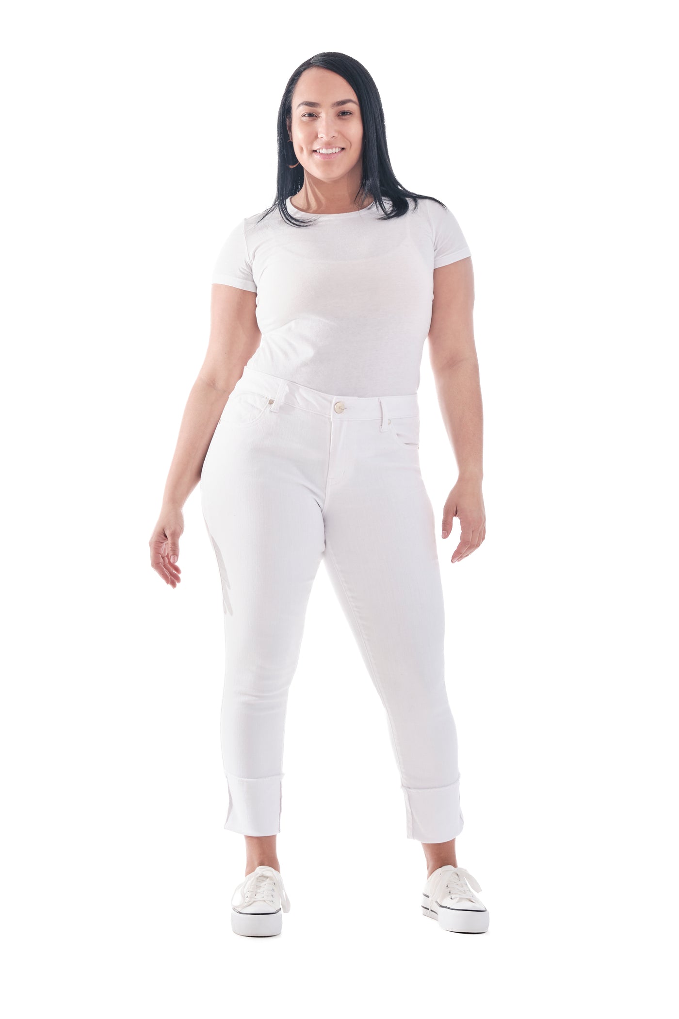 Curvy Taylor Cuff Jeans in White