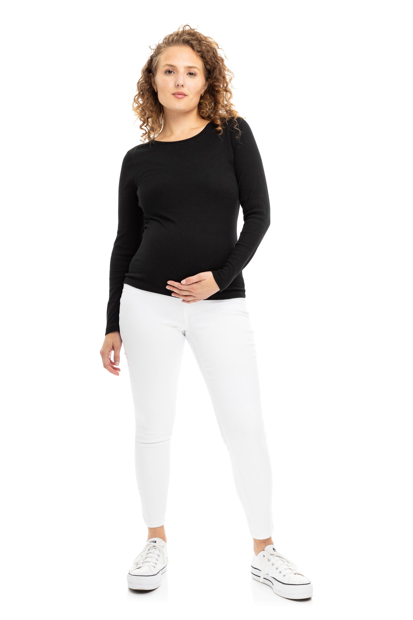 Maternity Butter Skinny Jeans w/ Bellyband in White