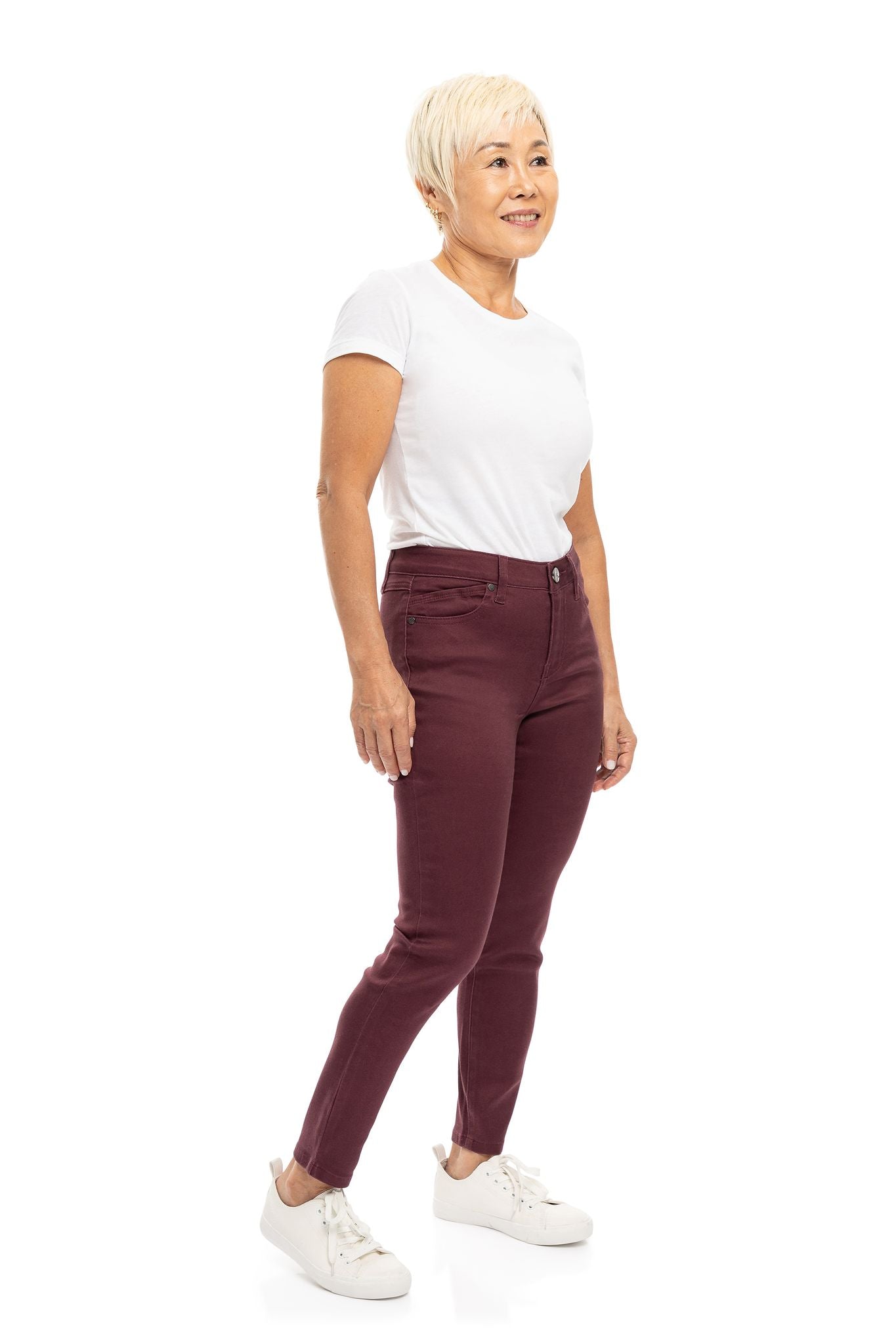 Petite 26" Mid Rise Butter Ankle Skinny In Vineyard Wine