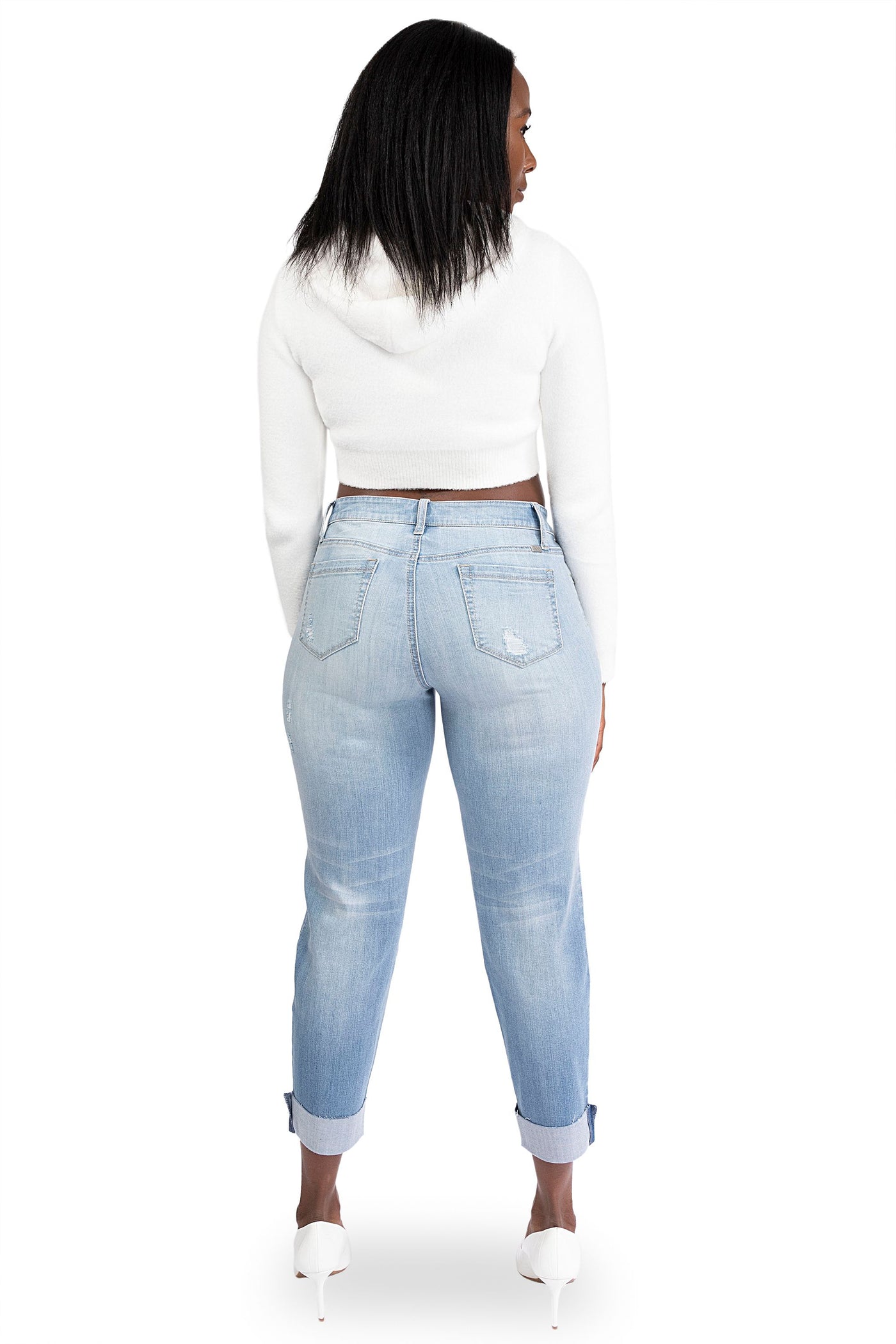 1826 Jeans Women's Plus Size Cuff Rolled Capri Bermuda Short Curvy Denim  Jean 