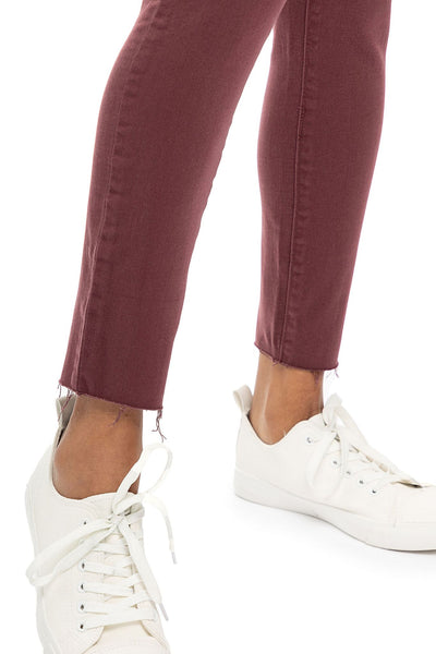 Classic 28" Mid-Rise Raw Hem Ankle Skinny in Rumba Red