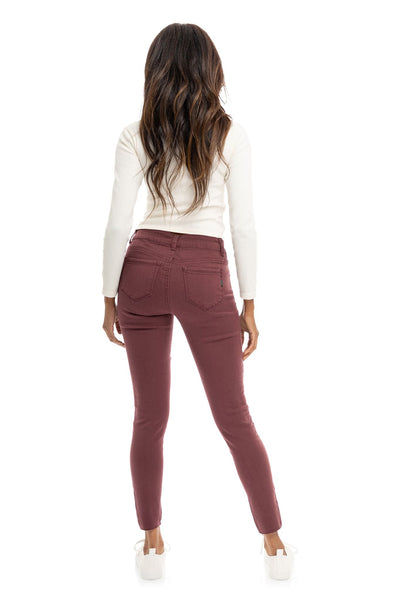 Classic 28" Mid-Rise Raw Hem Ankle Skinny in Rumba Red
